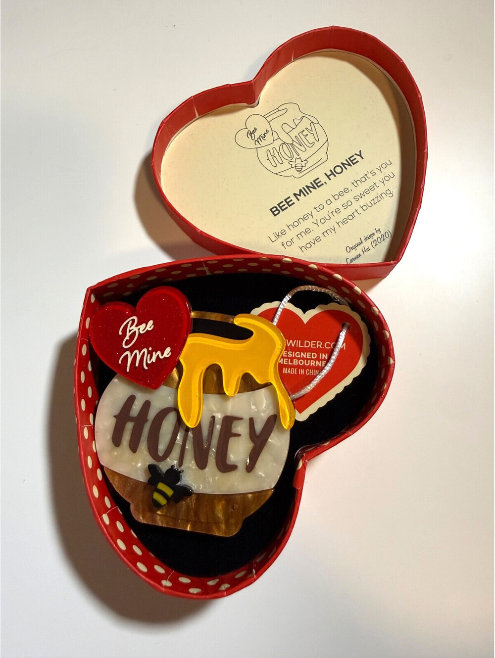 Bee Mine, Honey Brooch - Erstwilder Valentine's Day 2020 Sweet Cute Love Jar Pin